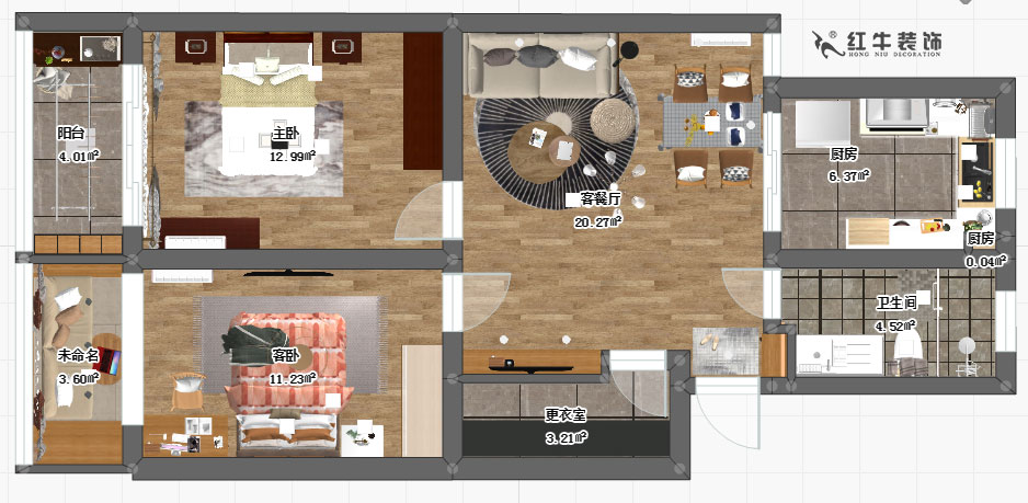 吴波_张公桥2-28-502-89㎡-现代风格_平面图